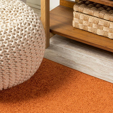 Haze Solid Low-pile Area Rug Orange